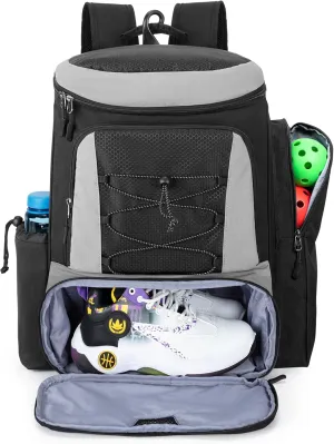 Pickleball Paddle Bag Backpack for 4 Rackets with Fence Hook, Pickleball Equipment Bag with Shoe Compartment for Men Women, Bag Only