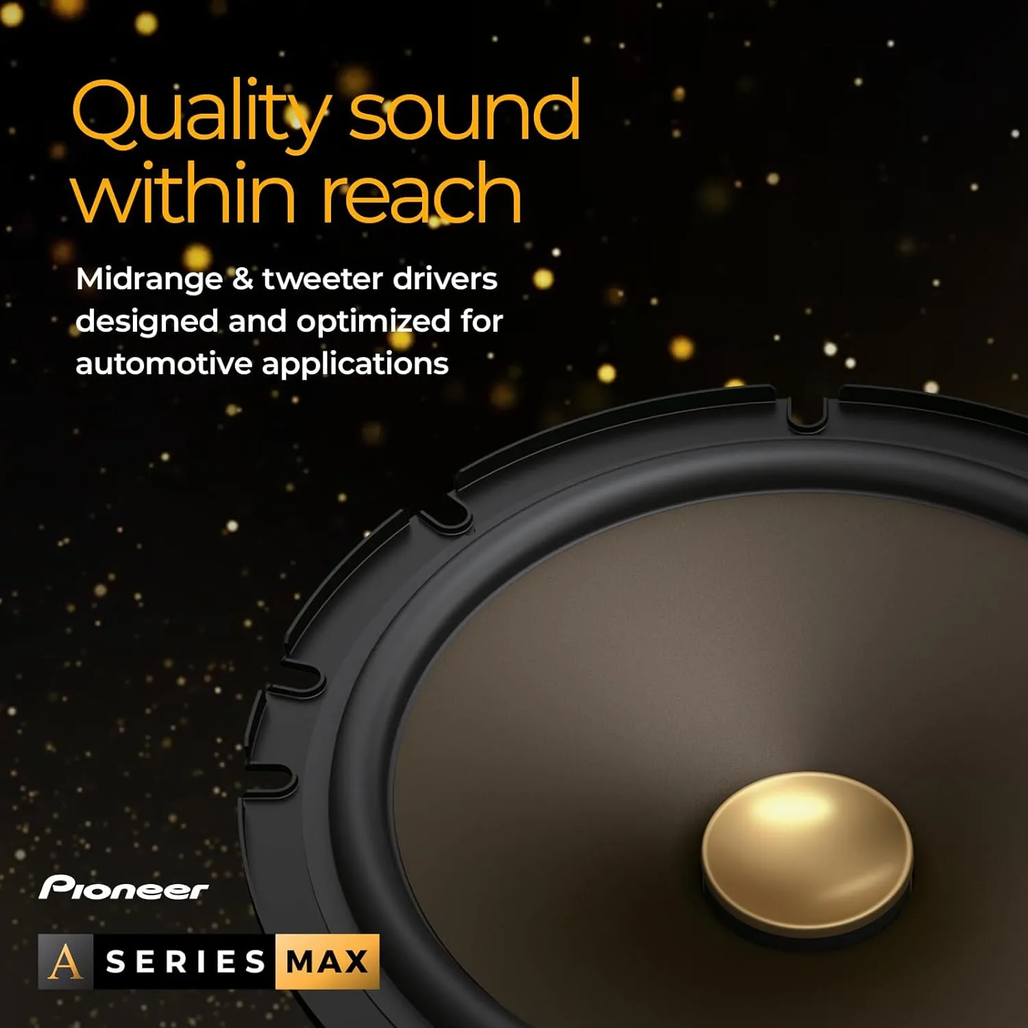 Pioneer A-Series MAX TS-A693CH, 2-Way Component Car Audio Speakers, Full Range, Clear Sound Quality, Easy Installation and Enhanced Bass Response, Full Gold Colored 6” x 9” Oval Speakers