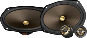 Pioneer A-Series MAX TS-A693CH, 2-Way Component Car Audio Speakers, Full Range, Clear Sound Quality, Easy Installation and Enhanced Bass Response, Full Gold Colored 6” x 9” Oval Speakers