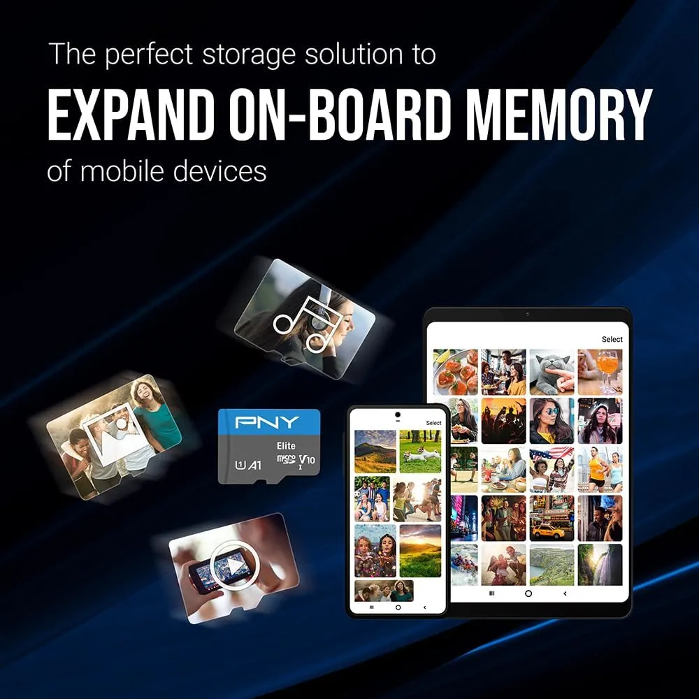 PNY 32GB Elite Mobile Accessories Class 10 U1 V10, A1 microSDHC Flash Memory Card for Mobile Devices - 100MB/s, Full HD, UHS-I, Micro SD 5-Pack