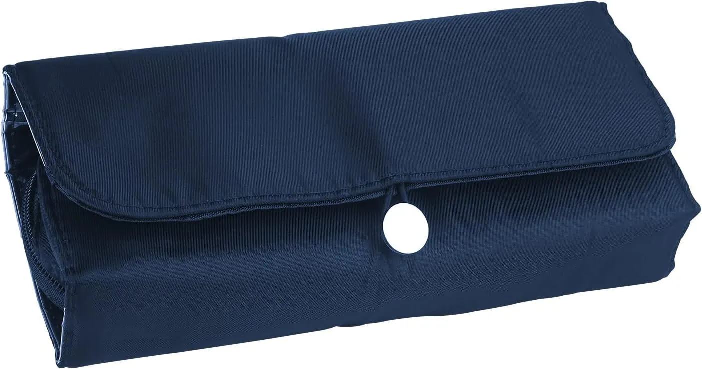Portable Folding Makeup Brush Bag, Multifunctional Cosmetics Rolling Storage Case Makeup Brush Holder for Travel, Makeup Brush Organizer Bag (Dark Blue)