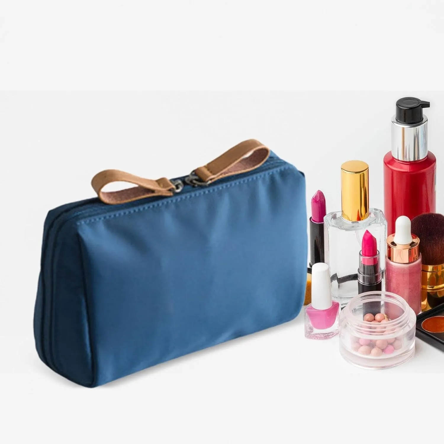 Portable Makeup Bag for Travel - Water-Resistant Cosmetic Storage Case, Blue, Large