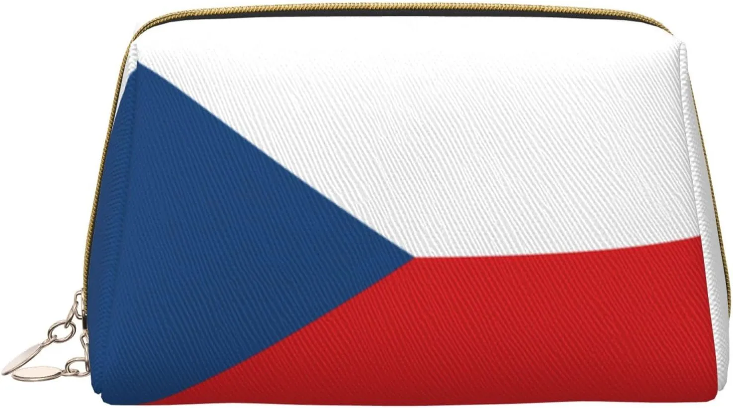 Portable Makeup Bag, Travel Organizer with Zipper, Large Cosmetic Bag, Czech Republic flag Print Toiletry Case