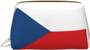 Portable Makeup Bag, Travel Organizer with Zipper, Large Cosmetic Bag, Czech Republic flag Print Toiletry Case