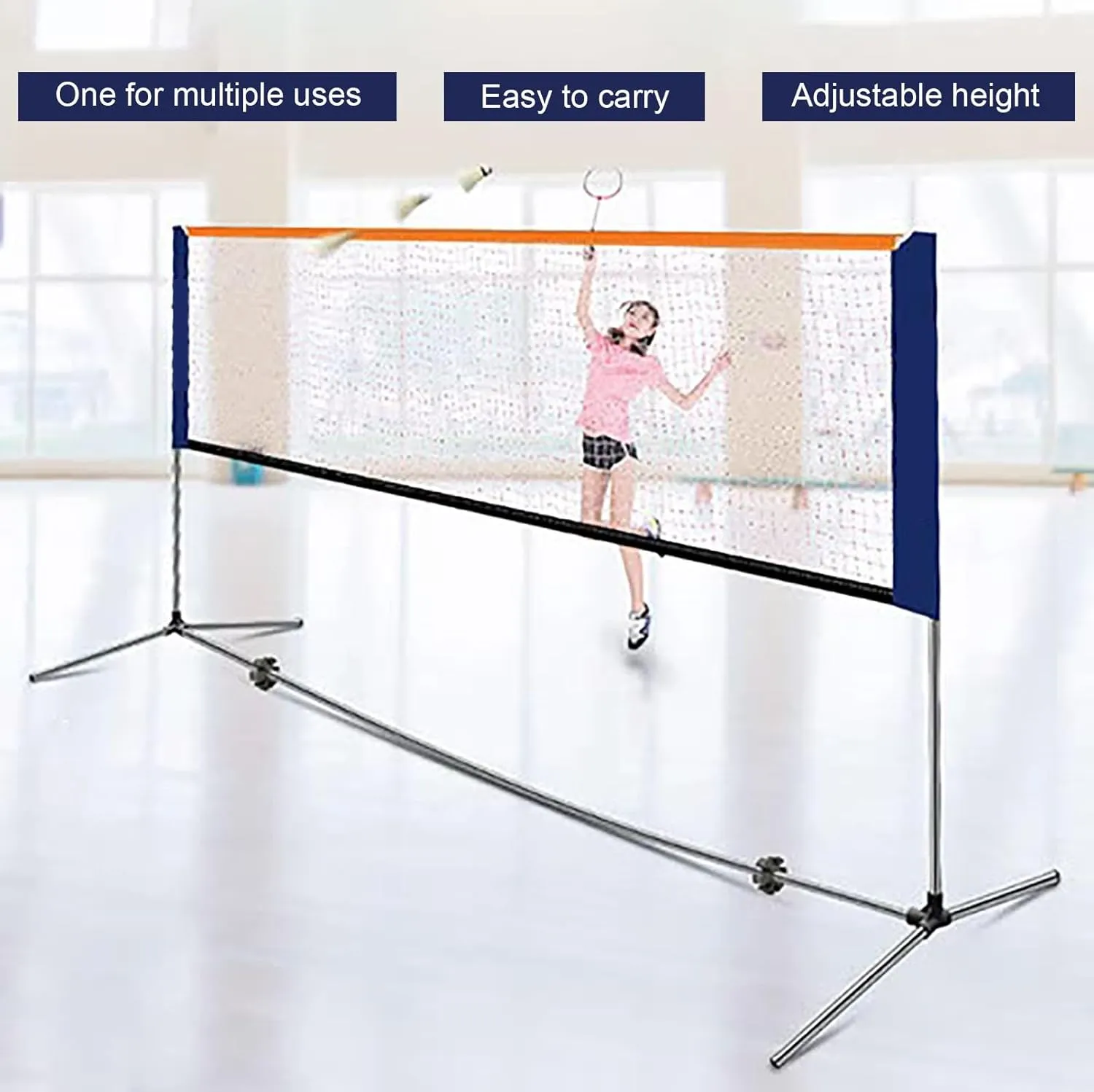 Portable Multifunctional Badminton Net Set | Adjustable Height with Carrying Bag | Easy Install Badminton Equipment