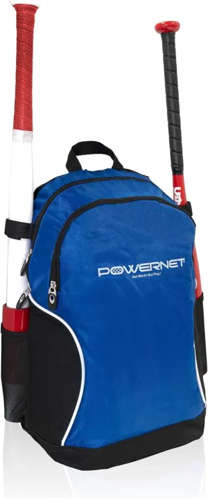 PowerNet Corbin Carroll Baseball Softball Backpack M, Choose from 3 Colors Red Black Blue, Dual Bat Sleeves, Padded Shoulder Straps, Fence Hook, Large Storage Capacity