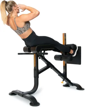 PowerTec Fitness Dual Hyperextension - Crunch Exercise Bench for Home Gym, Black - Multipurpose Back Extension Machine to Strengthen Core, Back, Glutes, Abs - Premium Strength Training Equipment