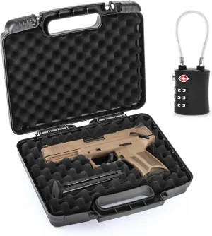 Pre-Cut 9mm Gun Case with 1 TSA Lock, Lockable Hard Handgun Case for Pistols & Revolvers – Shockproof, Portable Gun Storage & Transport