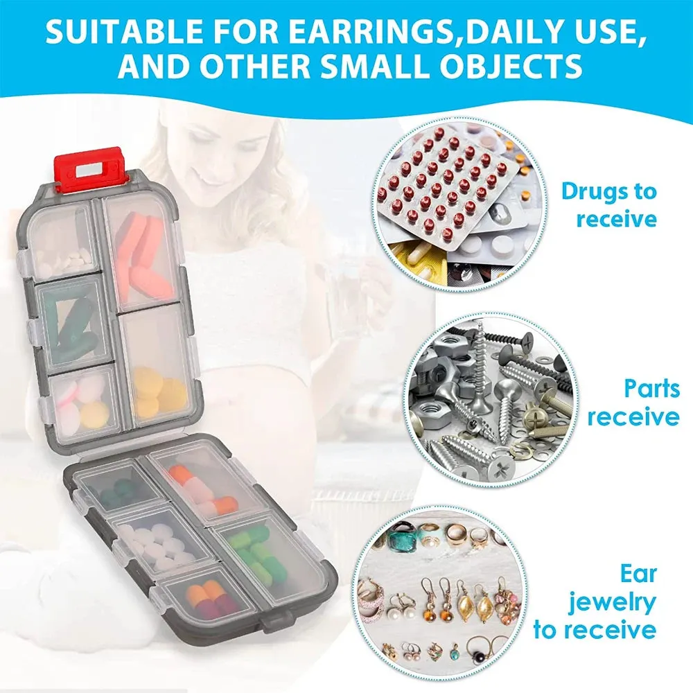 Premium Portable 10-Grid Pill Organizer – Compact Medicine Holder for Vitamins, Fish Oils, and Tablets – Moisture-Proof, Eco-Friendly Wheat Straw Design, Travel-Friendly Storage Case