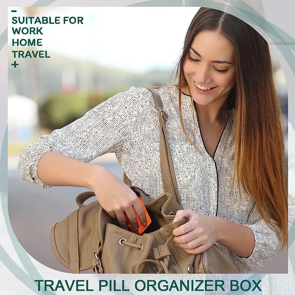 Premium Portable 10-Grid Pill Organizer – Compact Medicine Holder for Vitamins, Fish Oils, and Tablets – Moisture-Proof, Eco-Friendly Wheat Straw Design, Travel-Friendly Storage Case