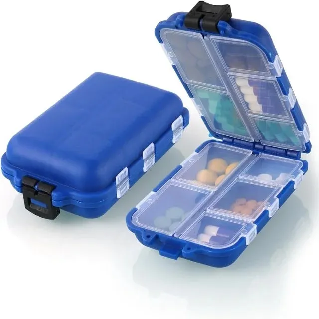 Premium Portable 10-Grid Pill Organizer – Compact Medicine Holder for Vitamins, Fish Oils, and Tablets – Moisture-Proof, Eco-Friendly Wheat Straw Design, Travel-Friendly Storage Case