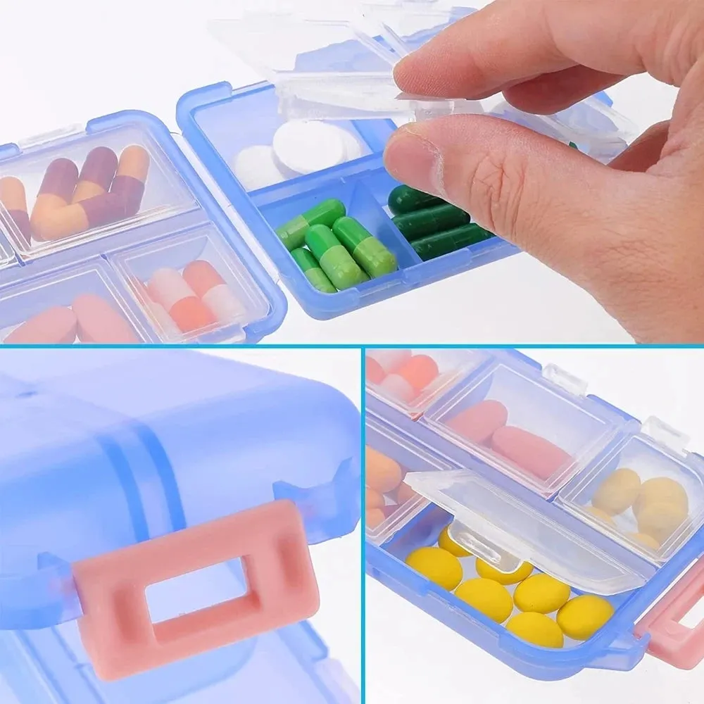 Premium Portable 10-Grid Pill Organizer – Compact Medicine Holder for Vitamins, Fish Oils, and Tablets – Moisture-Proof, Eco-Friendly Wheat Straw Design, Travel-Friendly Storage Case