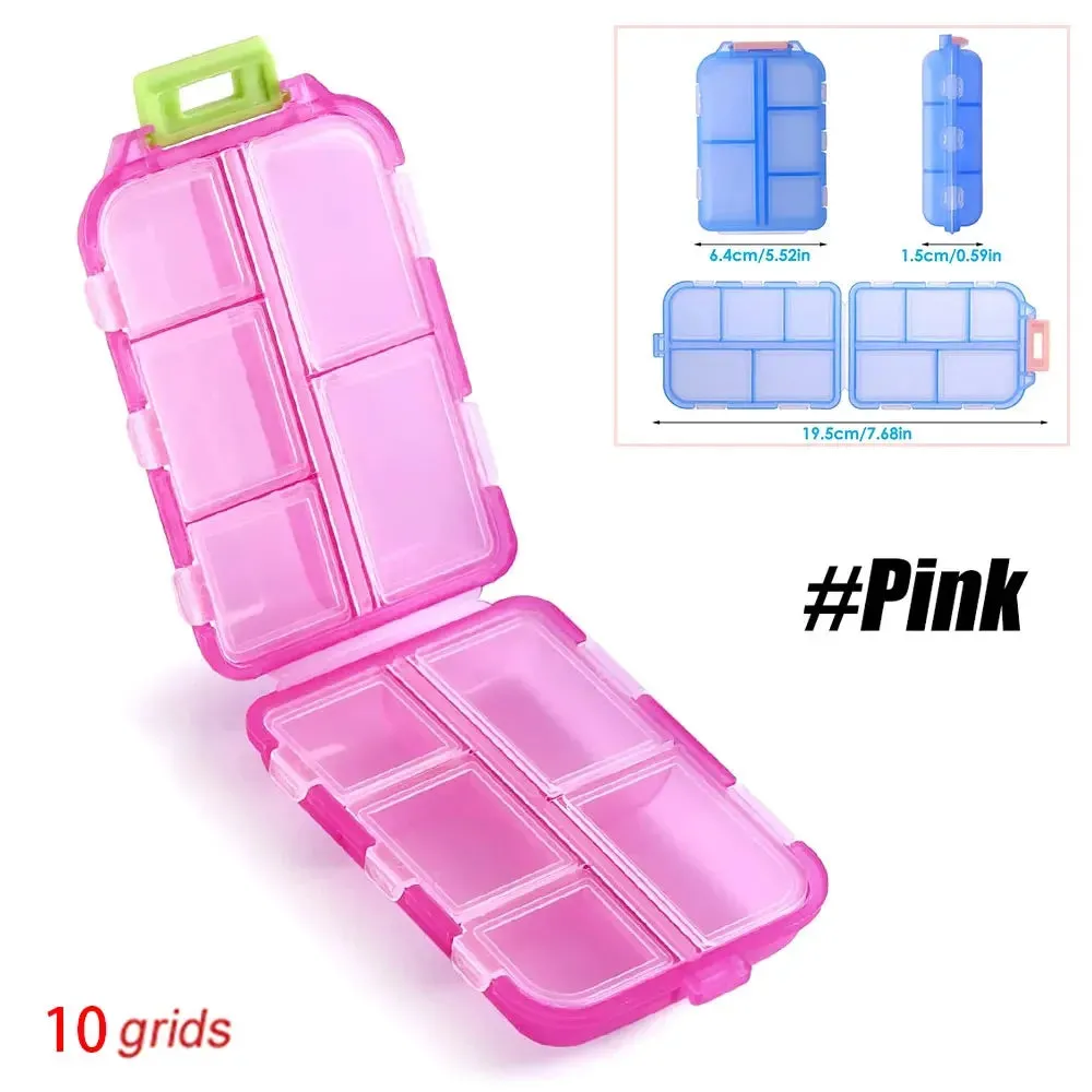 Premium Portable 10-Grid Pill Organizer – Compact Medicine Holder for Vitamins, Fish Oils, and Tablets – Moisture-Proof, Eco-Friendly Wheat Straw Design, Travel-Friendly Storage Case