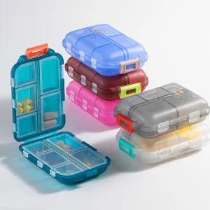 Premium Portable 10-Grid Pill Organizer – Compact Medicine Holder for Vitamins, Fish Oils, and Tablets – Moisture-Proof, Eco-Friendly Wheat Straw Design, Travel-Friendly Storage Case