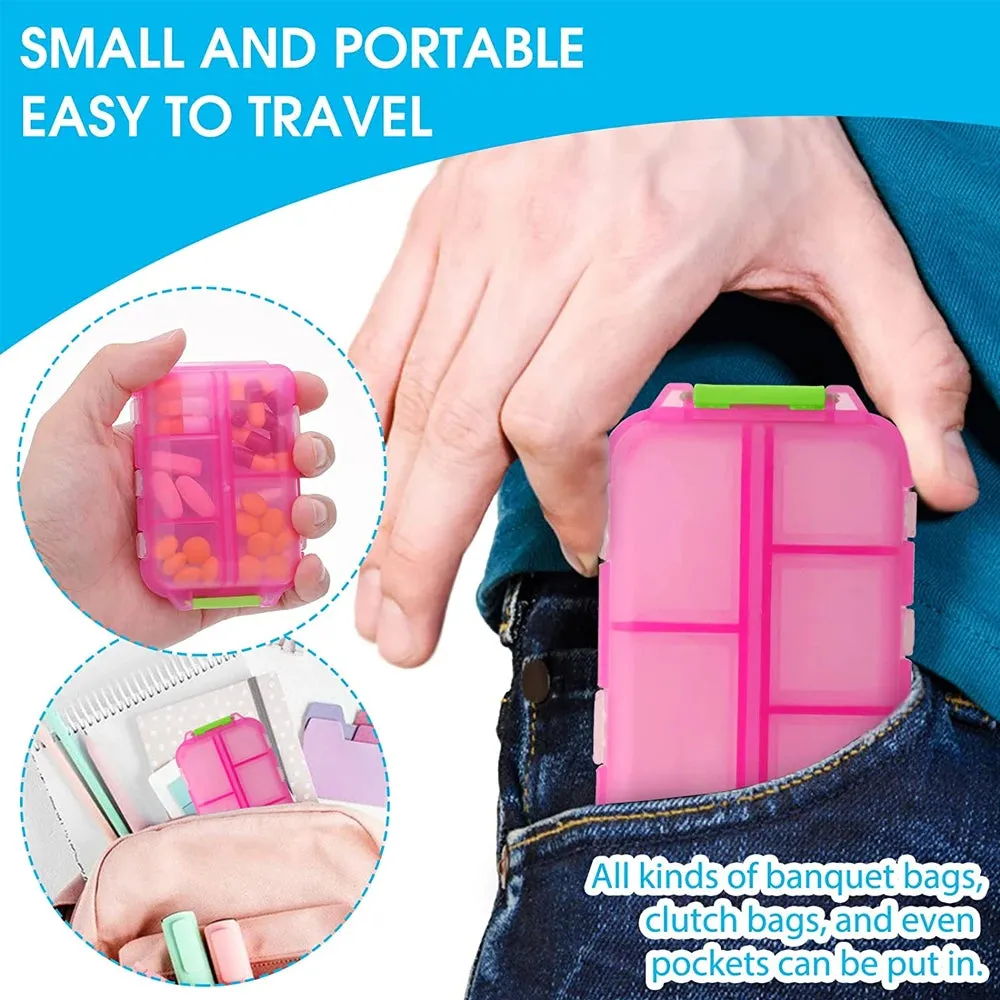 Premium Portable 10-Grid Pill Organizer – Compact Medicine Holder for Vitamins, Fish Oils, and Tablets – Moisture-Proof, Eco-Friendly Wheat Straw Design, Travel-Friendly Storage Case