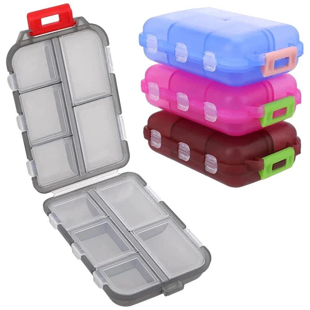 Premium Portable 10-Grid Pill Organizer – Compact Medicine Holder for Vitamins, Fish Oils, and Tablets – Moisture-Proof, Eco-Friendly Wheat Straw Design, Travel-Friendly Storage Case
