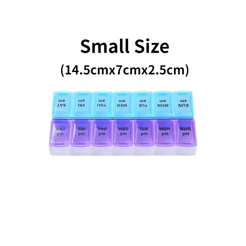 Premium Weekly Travel Pill Organizer – 7-Day 14-Grid Medicine Storage Box for Tablets, Vitamins, Fish Oils, and Supplements – Compact Portable Container for Daily Medication Use