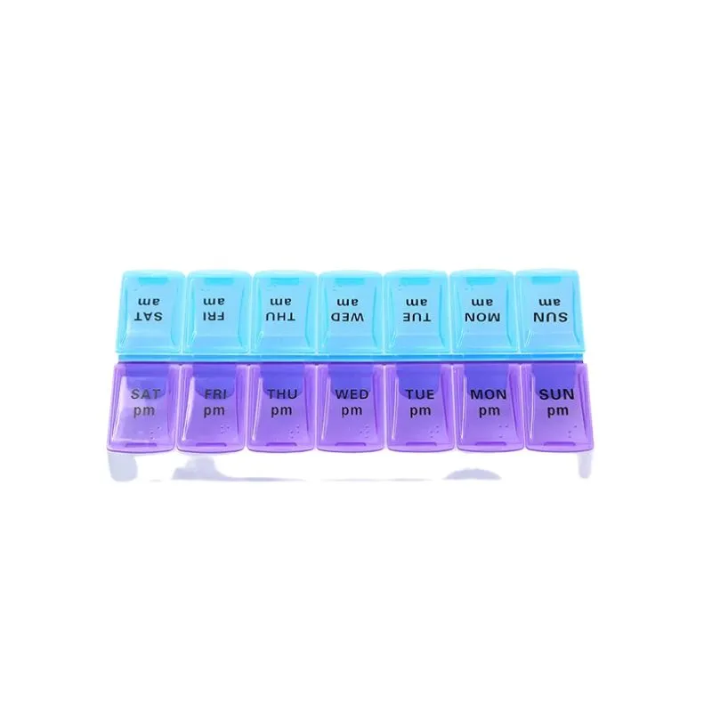 Premium Weekly Travel Pill Organizer – 7-Day 14-Grid Medicine Storage Box for Tablets, Vitamins, Fish Oils, and Supplements – Compact Portable Container for Daily Medication Use