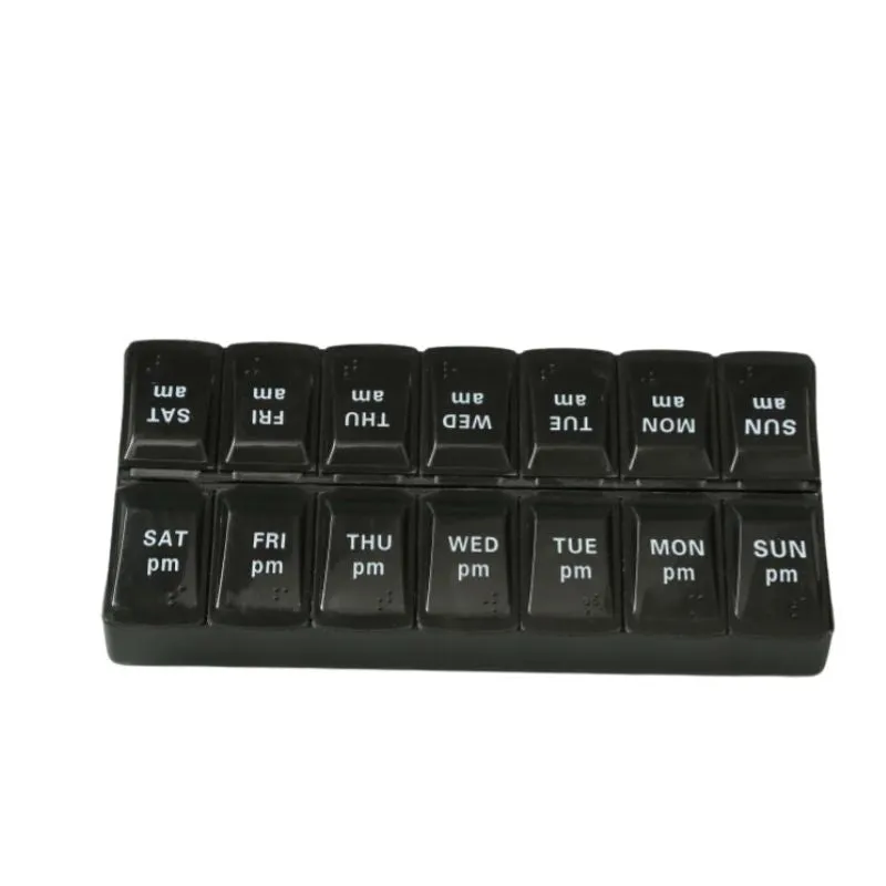 Premium Weekly Travel Pill Organizer – 7-Day 14-Grid Medicine Storage Box for Tablets, Vitamins, Fish Oils, and Supplements – Compact Portable Container for Daily Medication Use