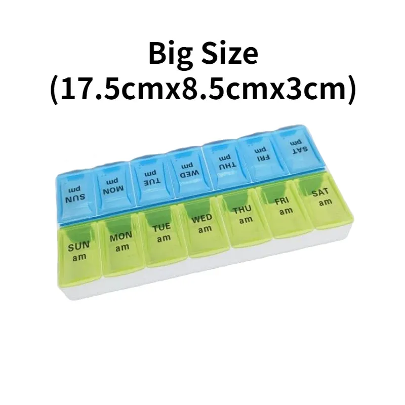 Premium Weekly Travel Pill Organizer – 7-Day 14-Grid Medicine Storage Box for Tablets, Vitamins, Fish Oils, and Supplements – Compact Portable Container for Daily Medication Use