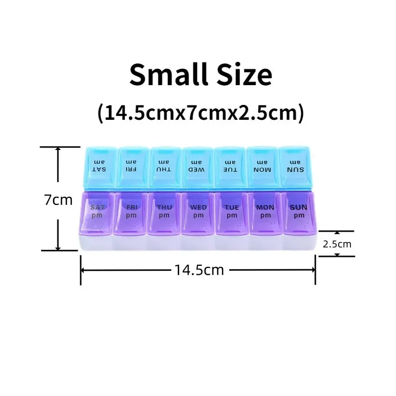 Premium Weekly Travel Pill Organizer – 7-Day 14-Grid Medicine Storage Box for Tablets, Vitamins, Fish Oils, and Supplements – Compact Portable Container for Daily Medication Use