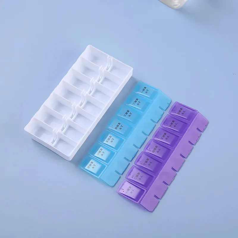 Premium Weekly Travel Pill Organizer – 7-Day 14-Grid Medicine Storage Box for Tablets, Vitamins, Fish Oils, and Supplements – Compact Portable Container for Daily Medication Use