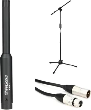 PreSonus PRM1 Omnidirectional Condenser Measurement Microphone with Stand, Cable, and Carrying Case - Professional Audio Mic for Studio, Sound Calibration, and Acoustic Testing - Durable and Reliable