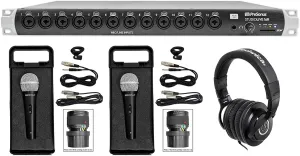 PRESONUS Studiolive 16R 16-Ch. Mount Stage Box Mixer Bundle with Audio Technica Studio Monitor Headphones ATHM40x & Rockville Handheld Wired Microphone Mic (3 item)