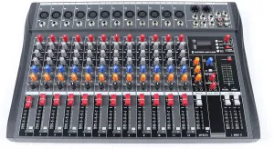 Pro 12 Channels Live Audio Mixer Bluetooth USB DJ Sound Mixing Console with 3 Stage Equalization Regulate 6 Modes Of Music for Family Ktv,Campus Speech,Meeting Etc