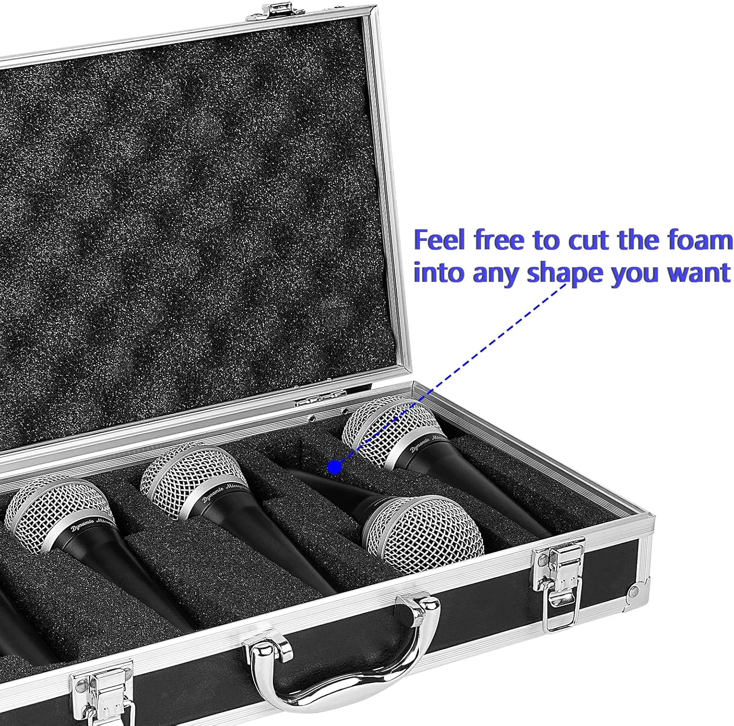 Pro Medium Size Audio Device Microphone Carrying Case, Customizable case with Pre-Diced Foam, Aluminum Alloy Sturdy Build, Ideal Compatible with Audio Device Wireless Mic System Storage cover