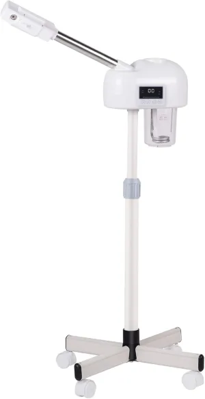 Professional Facial Steamer for Clean Skin, LCD Display, Facial Steamer for Esthetician, Use at Home & Salon, Spa with Hot Mist, Timer Function, Adjustable Height & Rolling Wheels