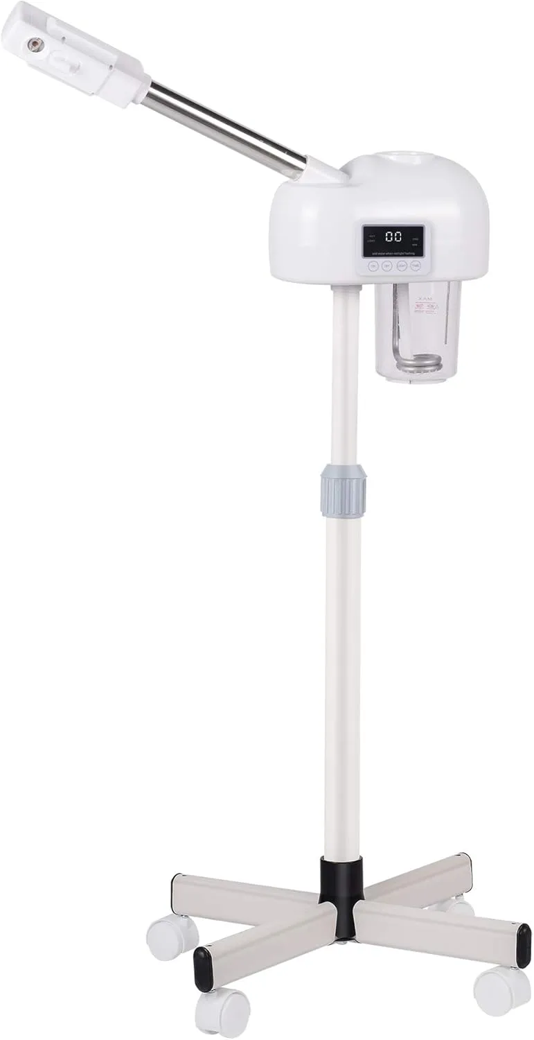 Professional Facial Steamer for Clean Skin, LCD Display, Facial Steamer for Esthetician, Use at Home & Salon, Spa with Hot Mist, Timer Function, Adjustable Height & Rolling Wheels