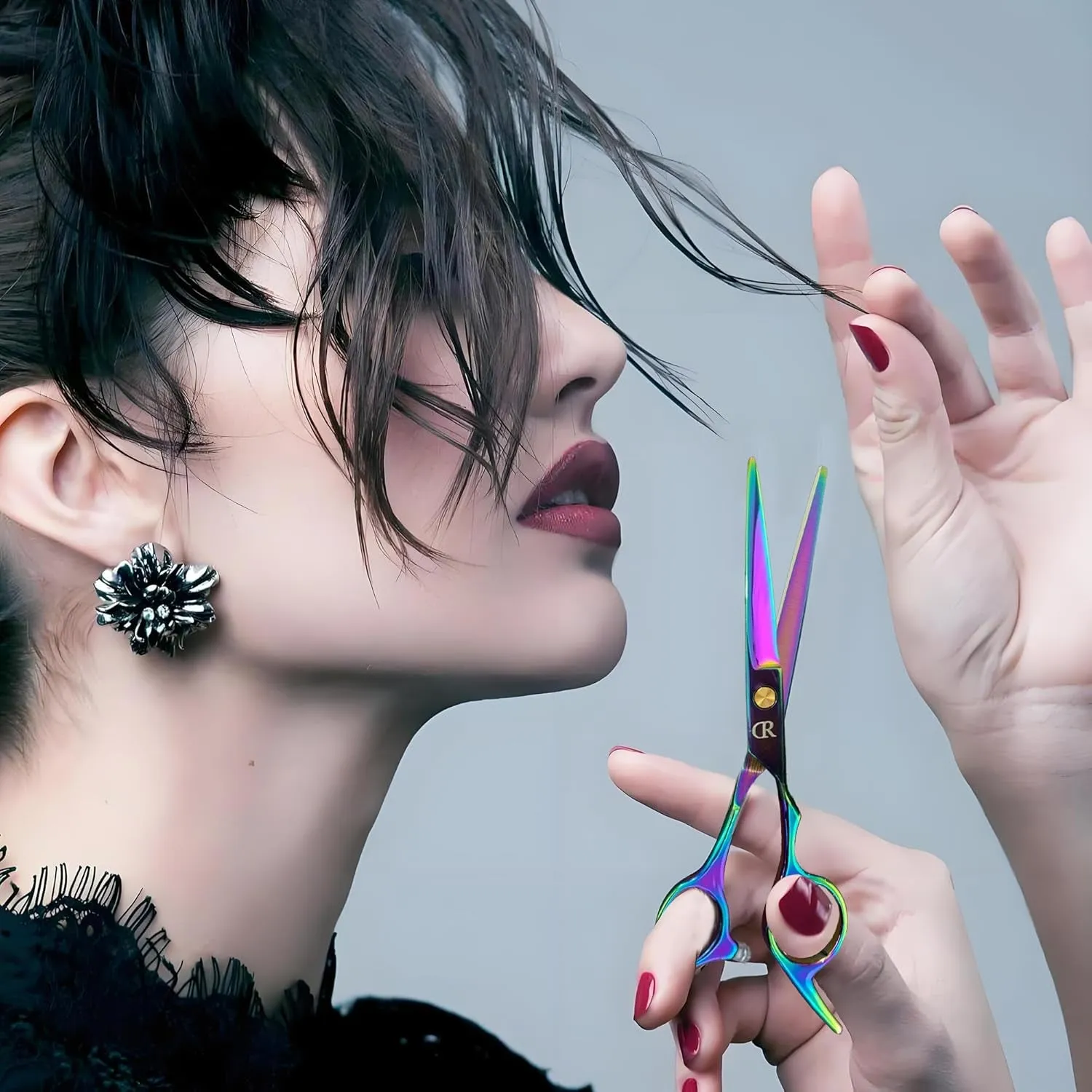 Professional Hair Cutting Shears,6 Inch Hairdressing Shears Barber Hair Scissors Edge Razor Sharp Blades Haircut Scissors for Men Women Kids Japan 440C Stainless Steel (Rainbow) (Multicolour)