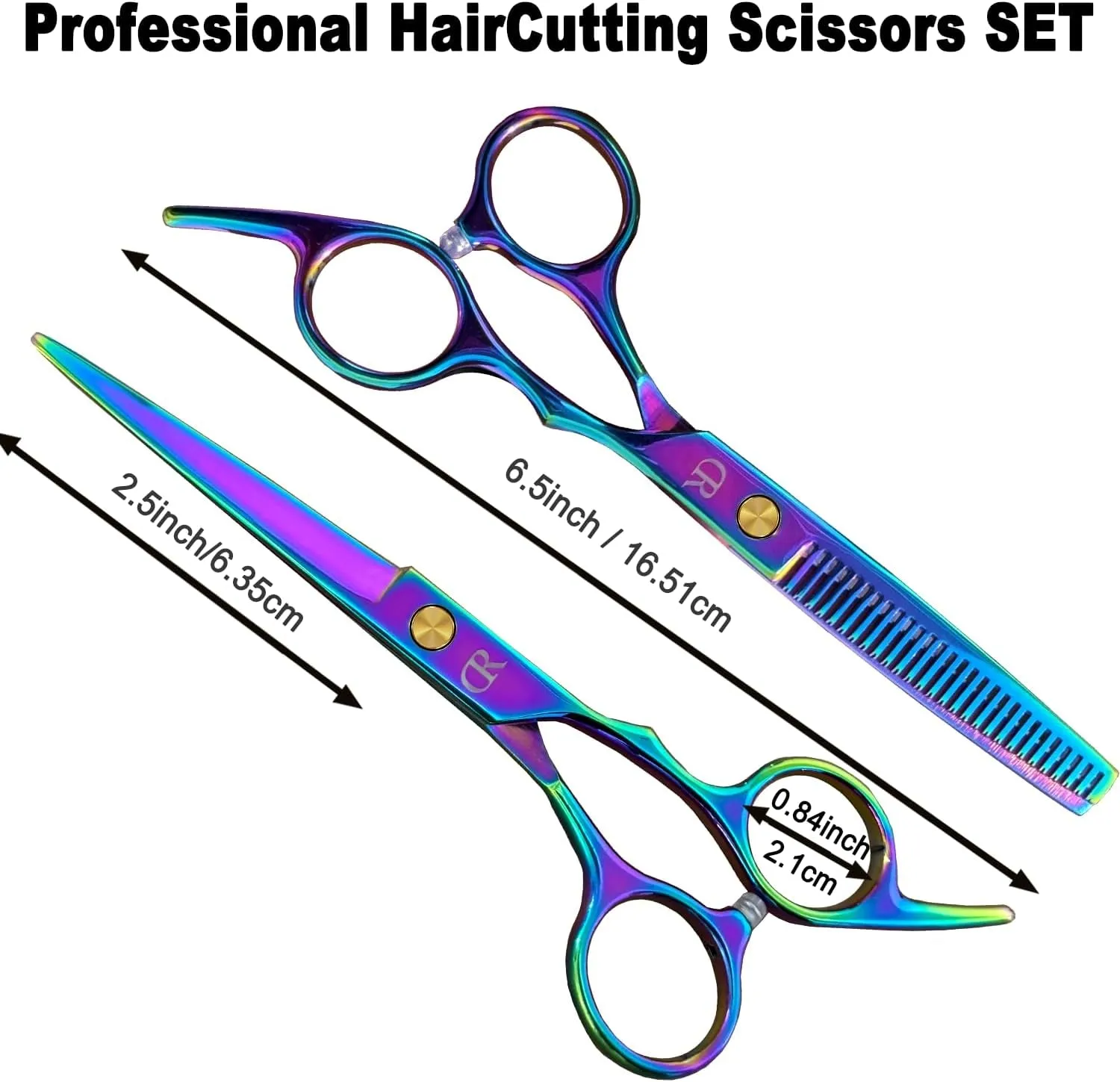 Professional Hair Cutting Shears,6 Inch Hairdressing Shears Barber Hair Scissors Edge Razor Sharp Blades Haircut Scissors for Men Women Kids Japan 440C Stainless Steel (Rainbow) (Multicolour)
