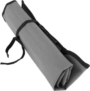 Professional Paint Brush Roll Up Case and Art Brush Organizer, Waterproof, LightWeight, Breathable and Tough, 20"X20" 3/8" Unrolled, Gray with Black Piping