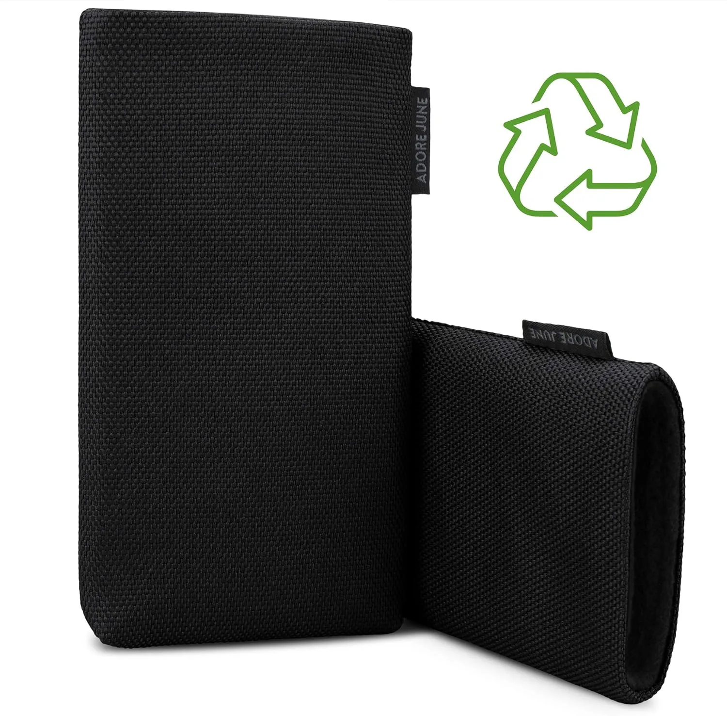 Protection Sleeve Classic Recycled Black Compatible with iPhone 16 2024, Modern Sustainable R-PES Fabric. Manufactured in Europe