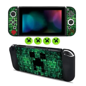 Protective Case for Nintendo Switch OLED, Switch OLED Case & Thumb Grips Caps Soft Dockable Cases for Nintendo Switch OLED Cases Shock-Absorbent & Anti-Scratch Slim Cover with 4 Pcs Joystick Cover