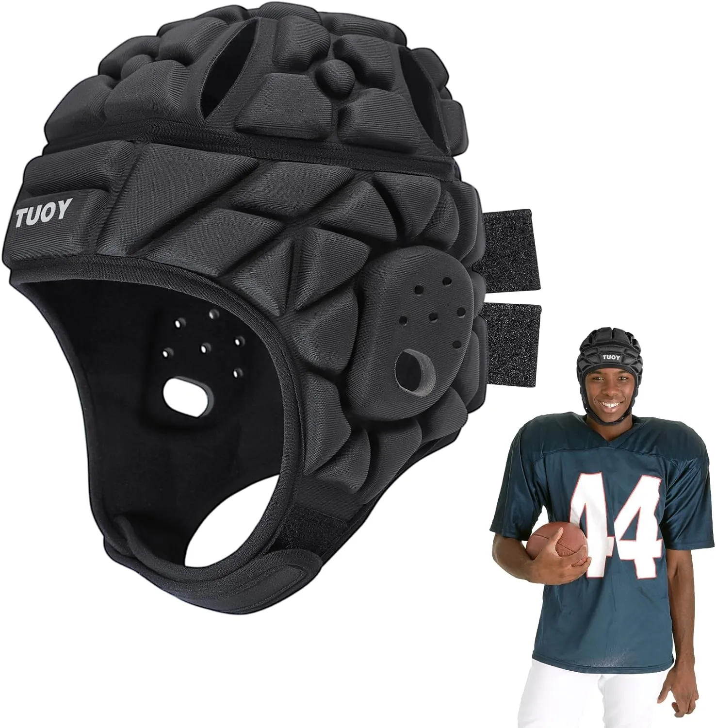 Protective Soft Shell Flag Football Helmet 7V7 Rugby Soccer EVA Foam Guardian Cap Head Protection Padded Headgear for Youth Kids Adults