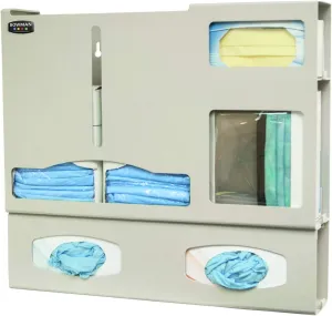 Protective Wear Organizer Keyholes for wall/surface mounting, or cutout for use with wall or door hanger; Quartz Beige ABS Plastic; Made in the USA; Dims: 4.75"L x 23.50"W x 20.80"H