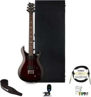 PRS SE 277 Baritone Electric Guitar with Hard Case and Accessories, Fire Red Burst