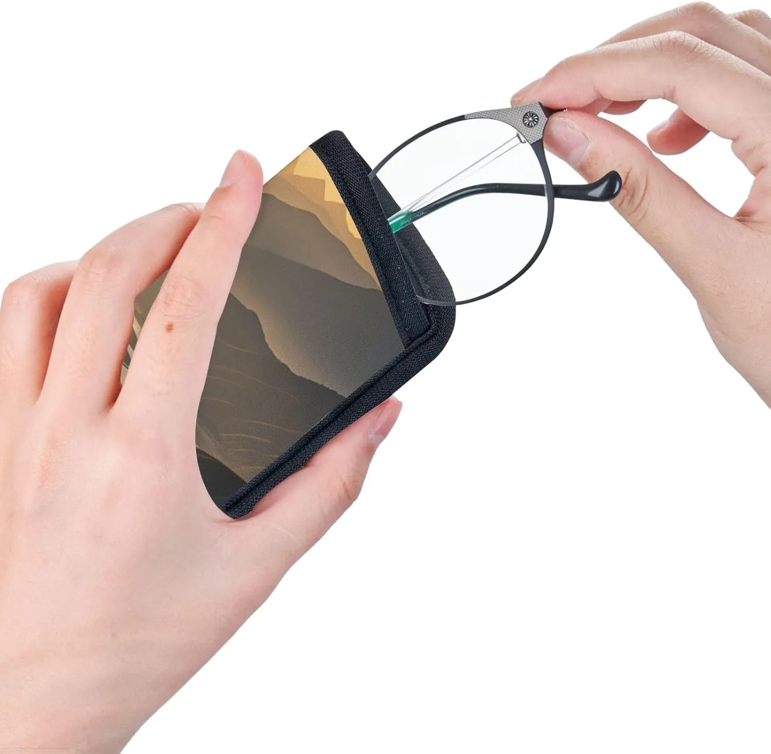 PShining Overlook rint Soft Portable Glasses Bag - Portable Sunglasses Storage Bag