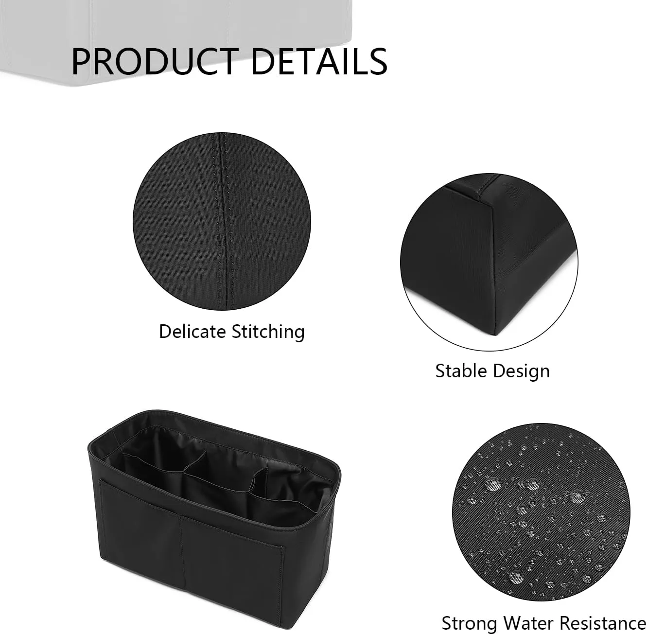 PU leather Purse Organizer Insert Bag in Bag Felt Fabric Handbag Organizer 4 Sizes for Speedy Neverfull (Black,X-Small)