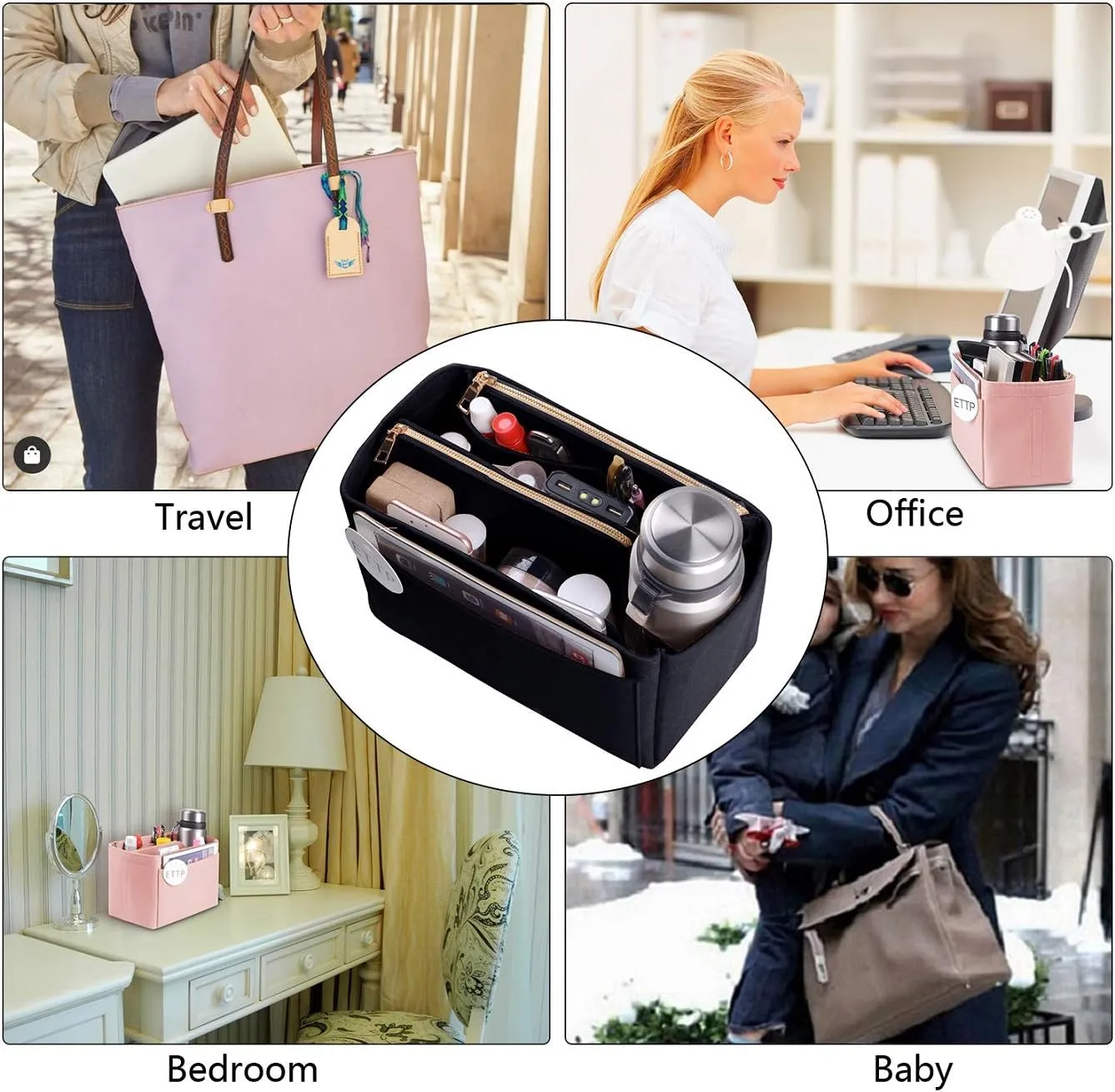 Purse Organizer, Felt Bag Organizer Insert Purse Organizer For LV Speedy, Neverfull, Tote, Handbag,Shaper 5 Sizes