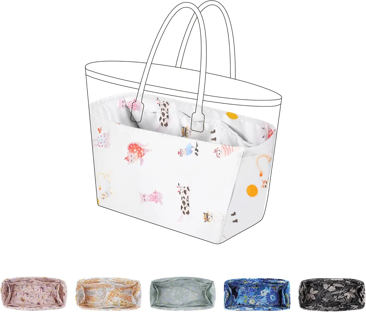 Purse Organizer Insert for Anjou/Artois/Saint Louis Tote Bags, Lightweight Handbag Organizer Liner, Soft Bag Tote Shaper(Saint Louis GM,Cat Paradise)