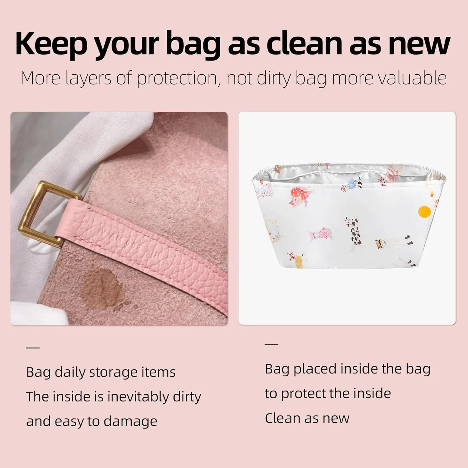 Purse Organizer Insert for Anjou/Artois/Saint Louis Tote Bags, Lightweight Handbag Organizer Liner, Soft Bag Tote Shaper(Saint Louis GM,Cat Paradise)