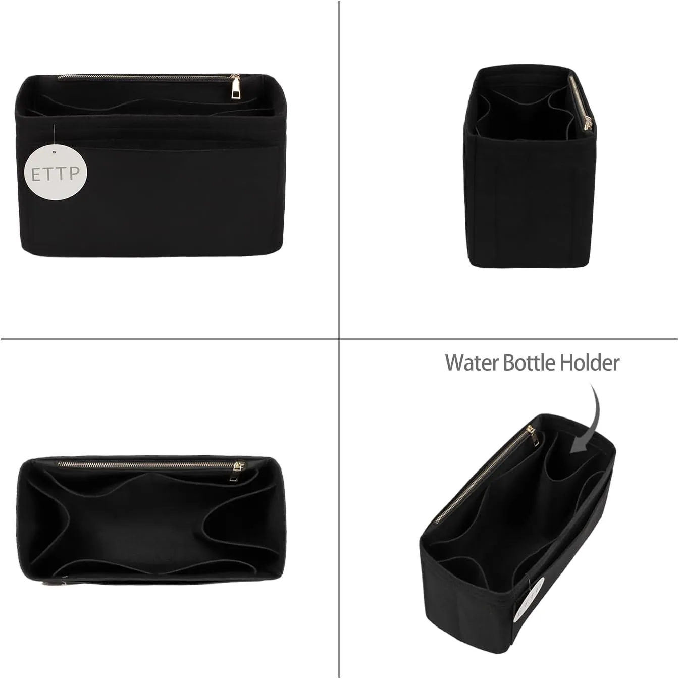Purse Organizer Insert For Handbags, Tote Bag Organizer Insert, Compatible with MJ Tote and Onthego (Large, Black)