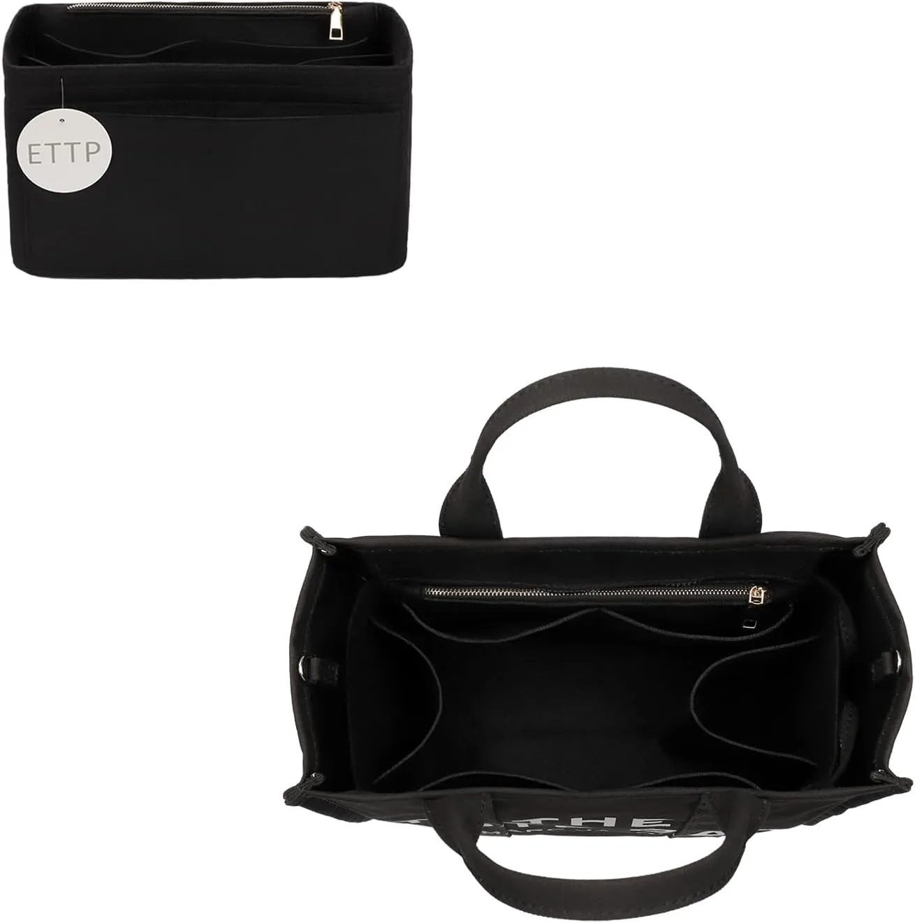 Purse Organizer Insert For Handbags, Tote Bag Organizer Insert, Compatible with MJ Tote and Onthego (Large, Black)