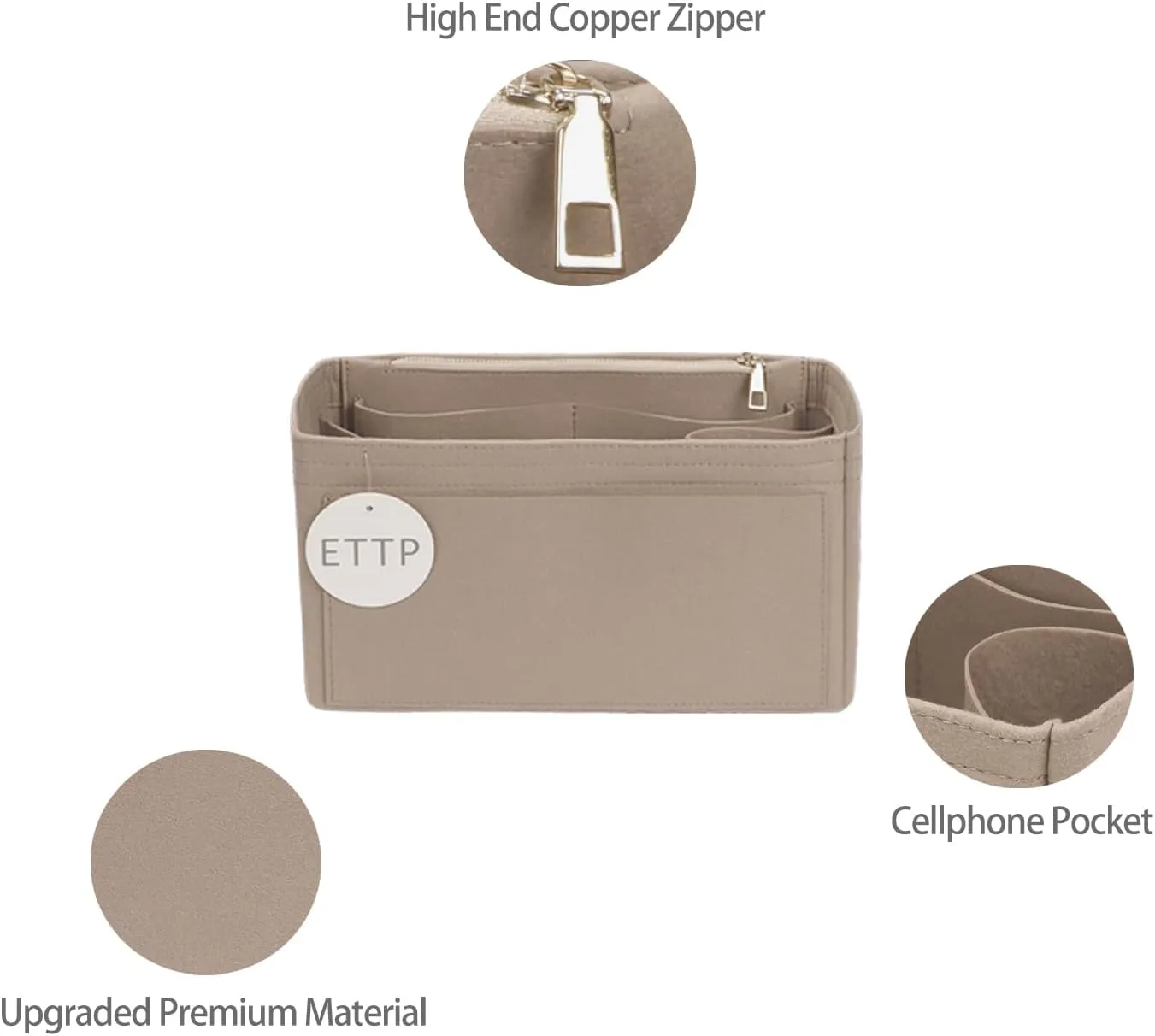 Purse Organizer Insert For Handbags, Tote Bag Organizer Insert, Compatible with MJ Tote and Onthego(X-Large, Beige)
