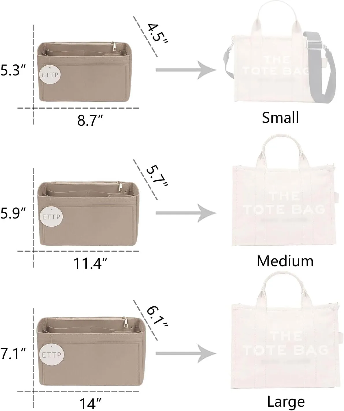 Purse Organizer Insert For Handbags, Tote Bag Organizer Insert, Compatible with MJ Tote and Onthego(X-Large, Beige)