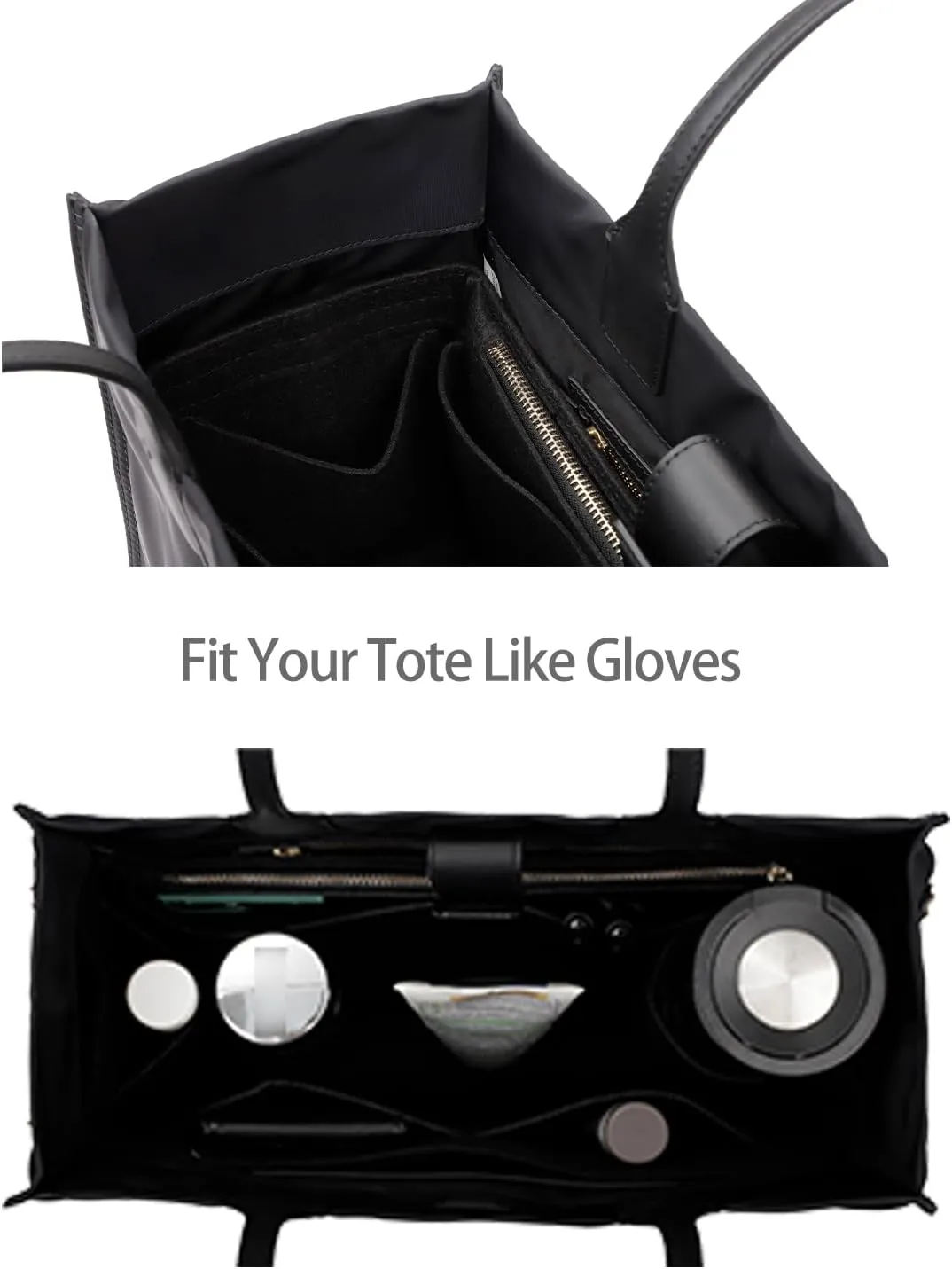 Purse Organizer Insert For Handbags,Bag Organizer Insert, Compatible with Alam BB and PM,Ella Tote,Telfar Medium, Book Tote M (Black, XXX-Large)